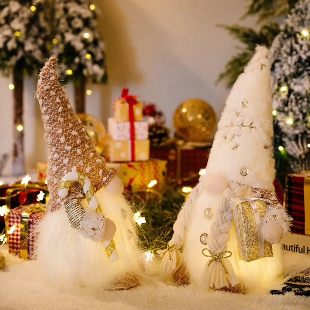 Enchanting Light-Up Faceless Gnome Figurines for Christmas Cheer