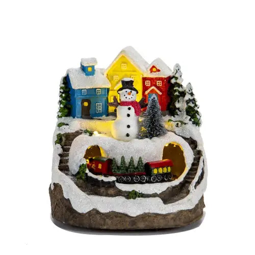 Enchanting Rotating Train Christmas Resin Figurines for a Musical Holiday