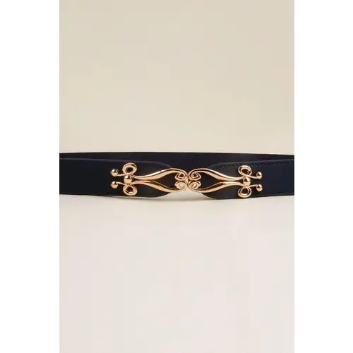 Exquisite Alloy Buckle Elastic Belt for Effortless Style