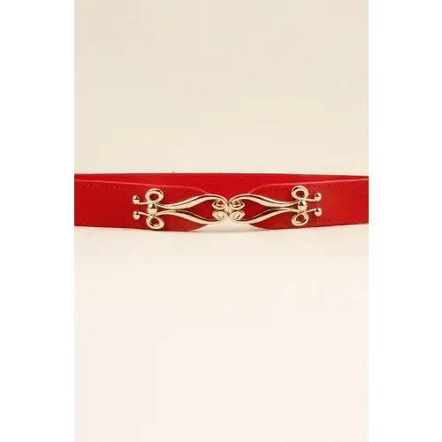 Exquisite Alloy Buckle Elastic Belt for Effortless Style