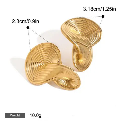 Exquisite Gold 18K Geometric Twisted Earrings with Textured Design