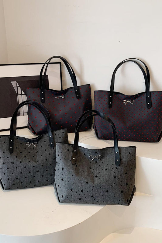 Polyester Bow Polka Dot Tote Bag - CM