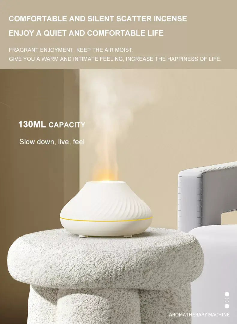 Mesmerizing 130ml 3D Volcano Flame Humidifier with Aroma Diffuser