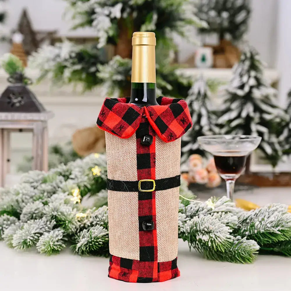 Festive Wine Bottle Covers Featuring Deer and Snowman Designs