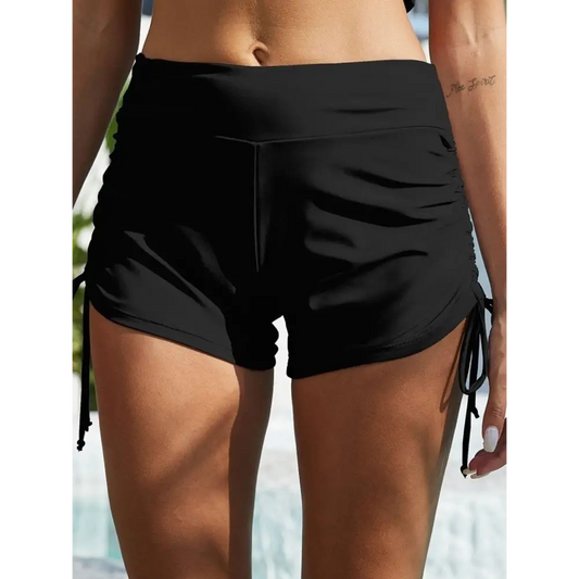 FAM-FAM Drawstring Mid-Rise Waist Swim Shorts - CM Fashion