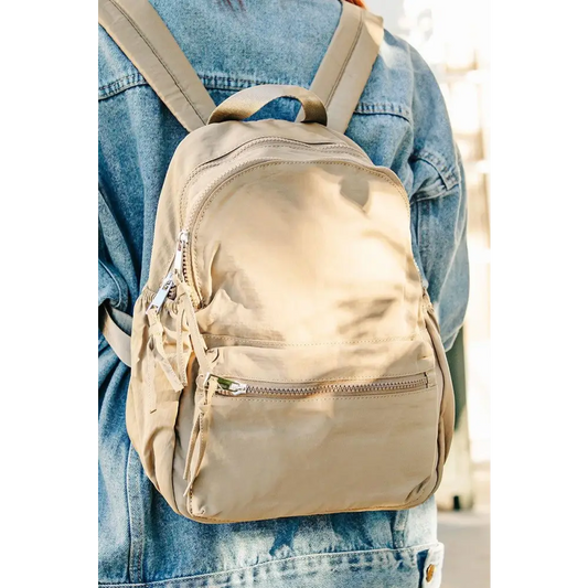 Fame Adjustable Strap Nylon Backpack Bag with Side Pockets - CM Fashion