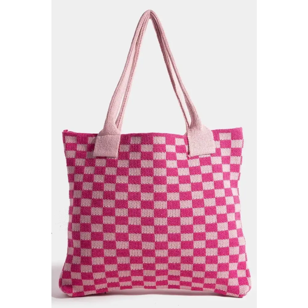 Bold Fame Checkered Pattern Tote Bag