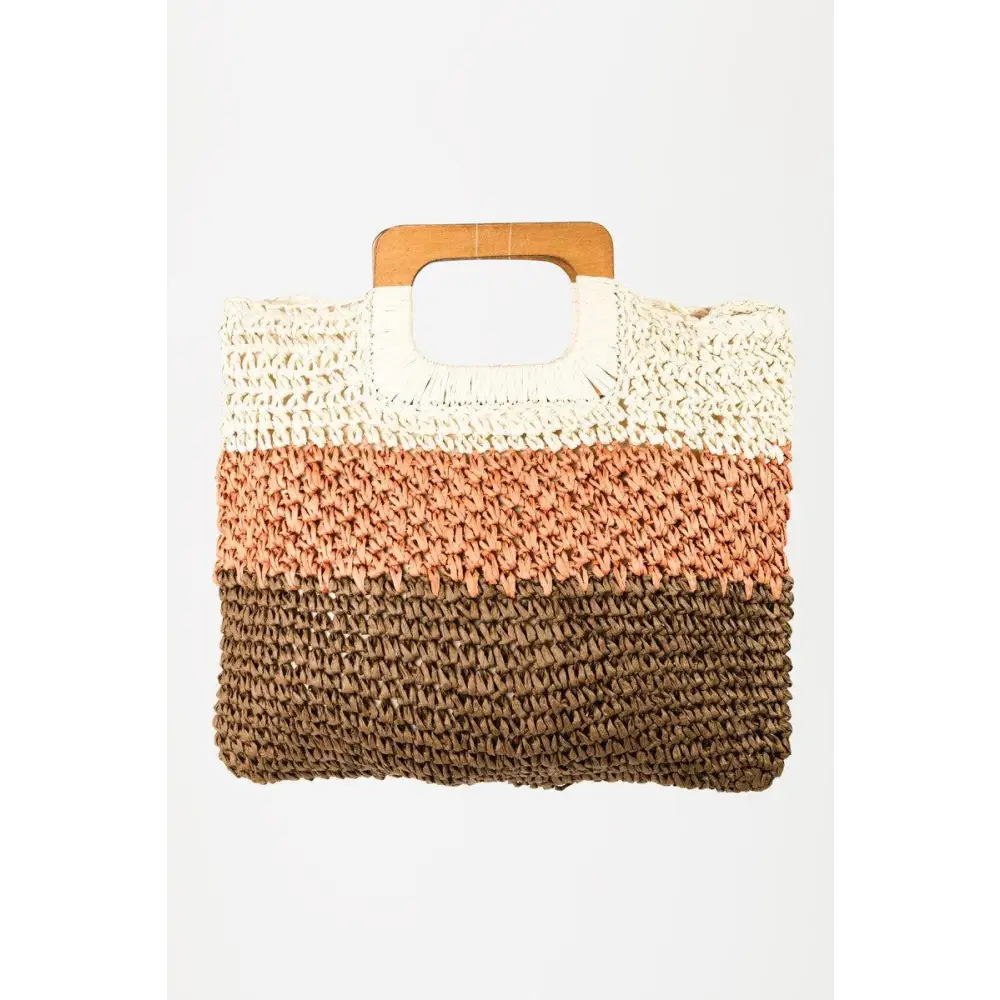 Fame Color Block Double-Use Braided Tote Bag Elevates Your Style