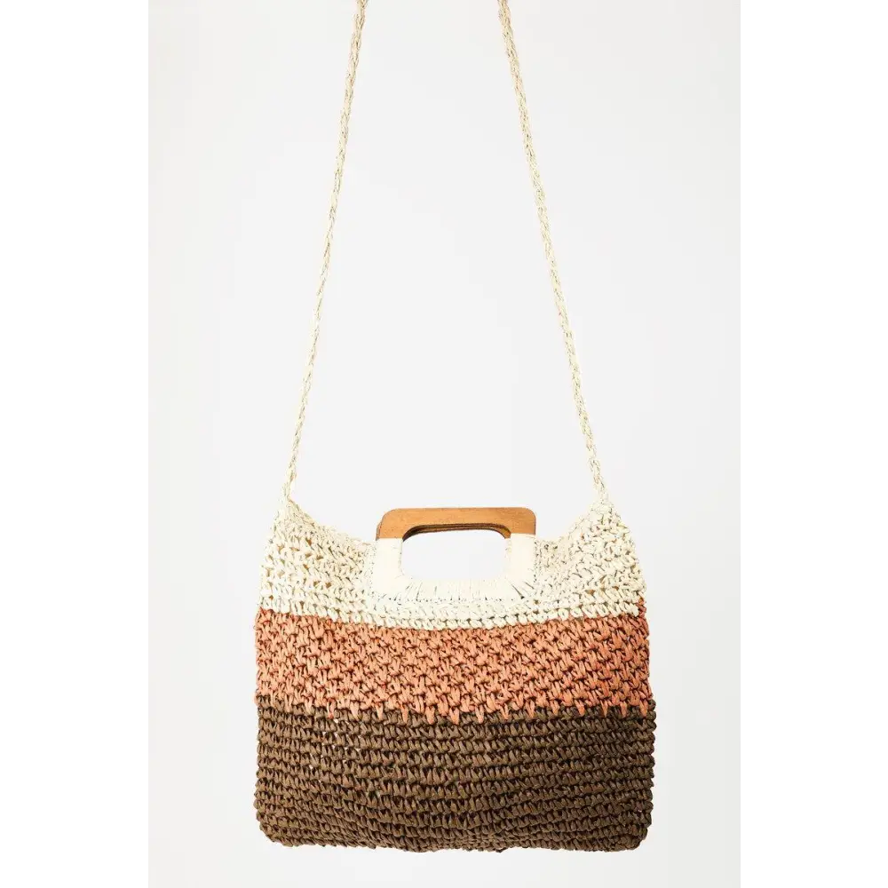 Fame Color Block Double-Use Braided Tote Bag Elevates Your Style