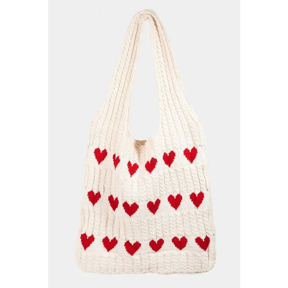 Stylish Fame Contrast Heart Crochet Tote for Everyday Charm