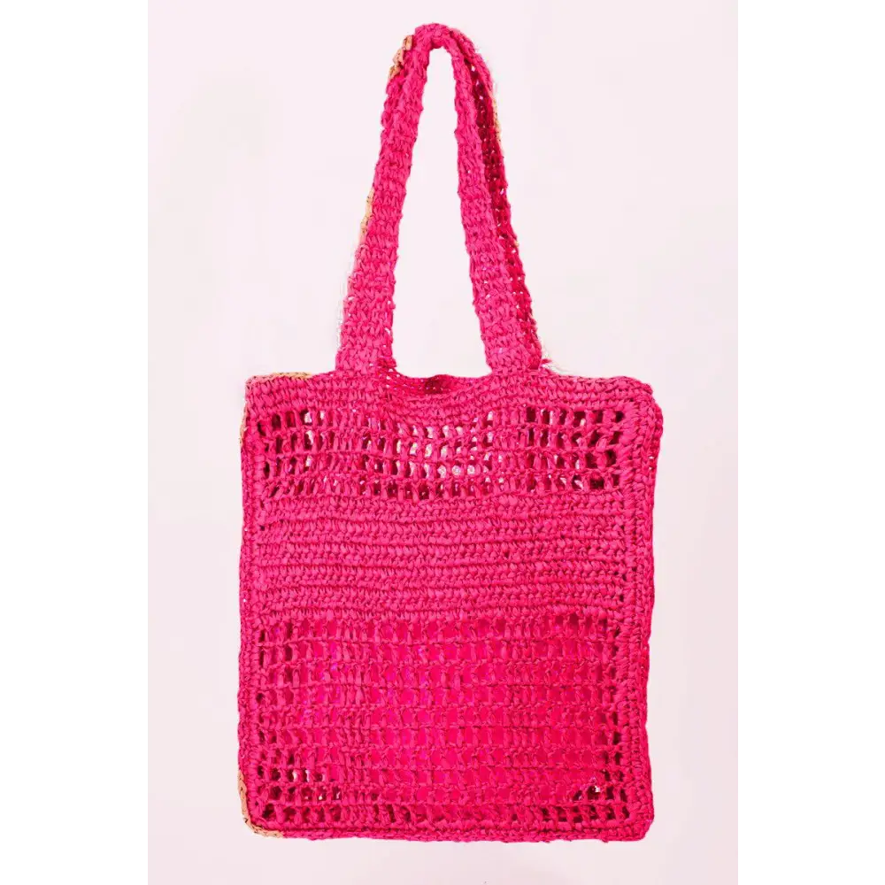 Vibrant Fame Cutout Letter Graphic Handbag in Fuchsia Pink