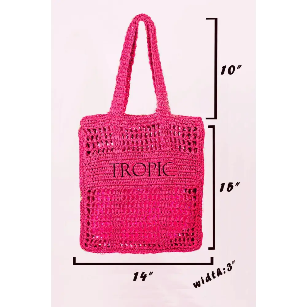 Vibrant Fame Cutout Letter Graphic Handbag in Fuchsia Pink