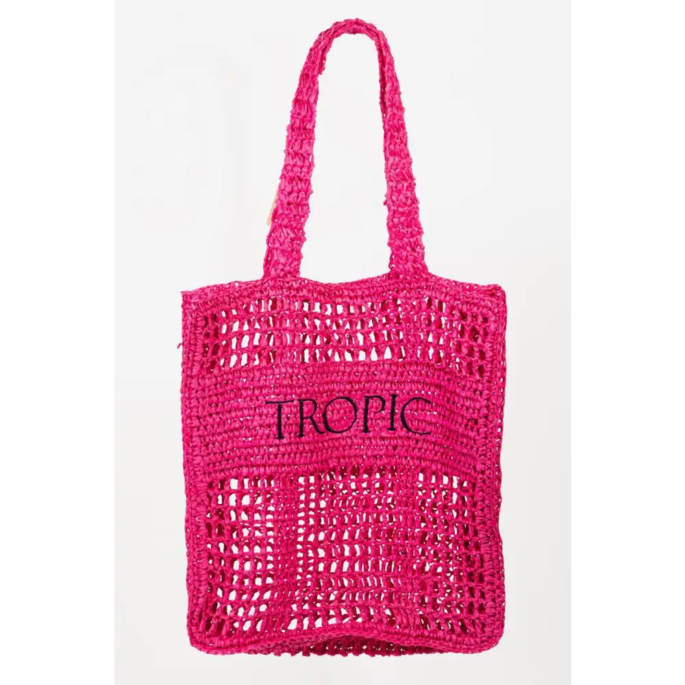 Vibrant Fame Cutout Letter Graphic Handbag in Fuchsia Pink