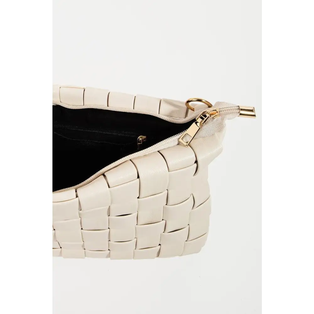 Fame Faux Leather Basket Weave Crossbody Bag