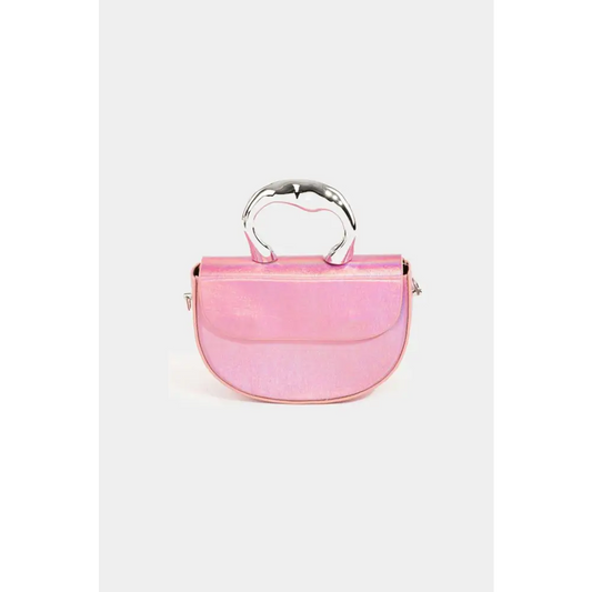 Fame Glossy Semi Circle Top Handle Bag - CM Fashion