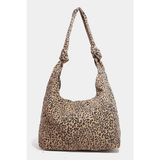 Fame Leopard Knotted Strap Shoulder Bag - CM Fashion