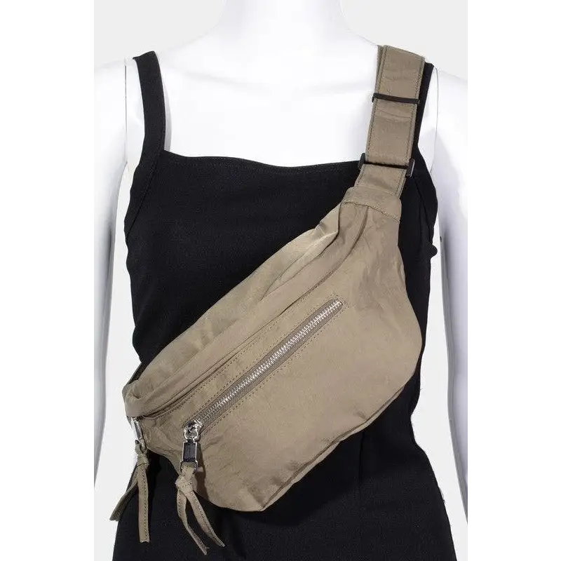 Fame Multi Pocket Nylon Crossbody Bag