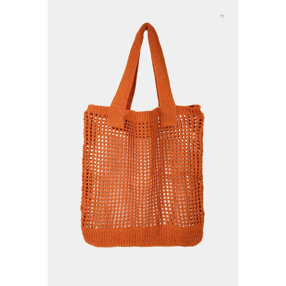 Stunning Fame Pointelle Knit Crochet Tote Bag in Vibrant Pink