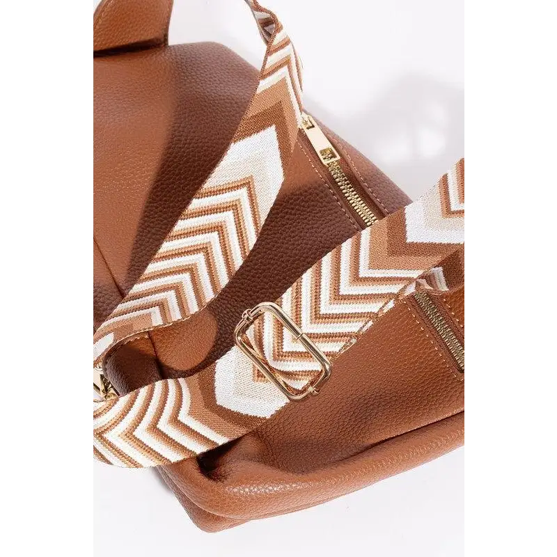 Trendy Fame PU Leather Chevron Strap Crossbody Bag