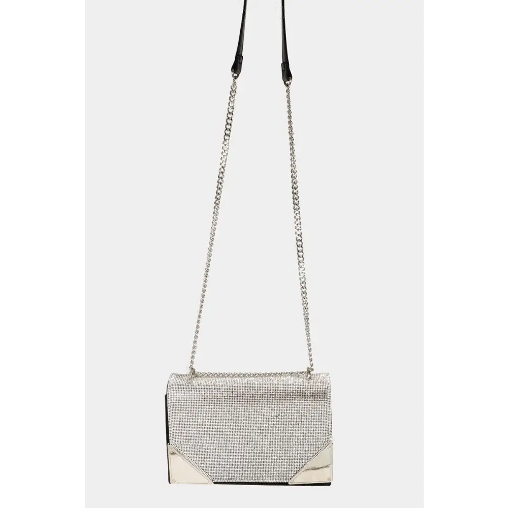 Fame Rhinestone Studded Rectangle Crossbody Bag