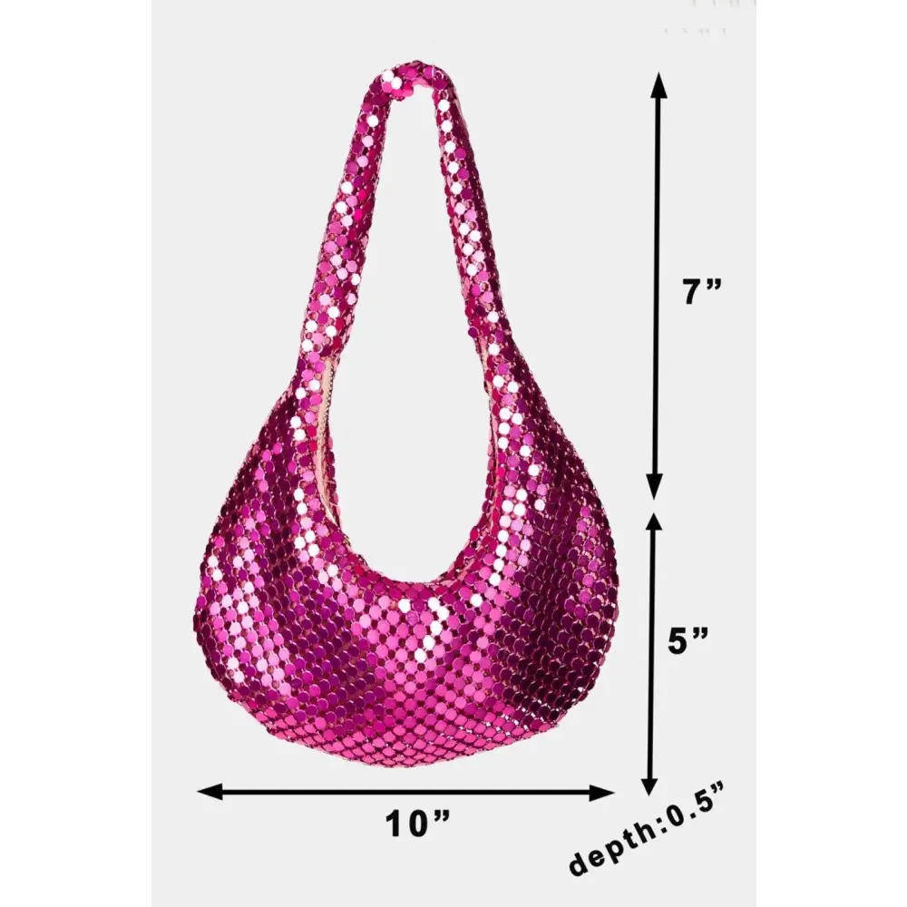 Dazzling Fame Sequin Disc Handbag Sparkles in Pink and Silver