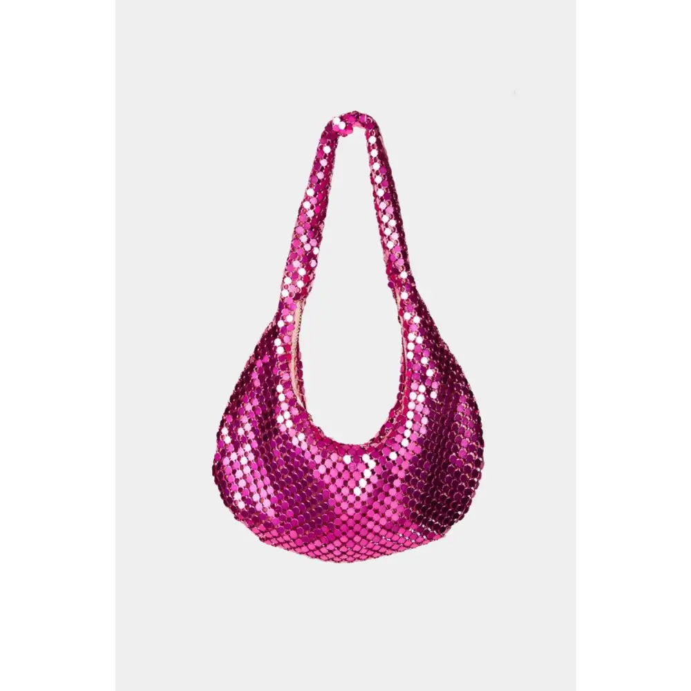 Dazzling Fame Sequin Disc Handbag Sparkles in Pink and Silver