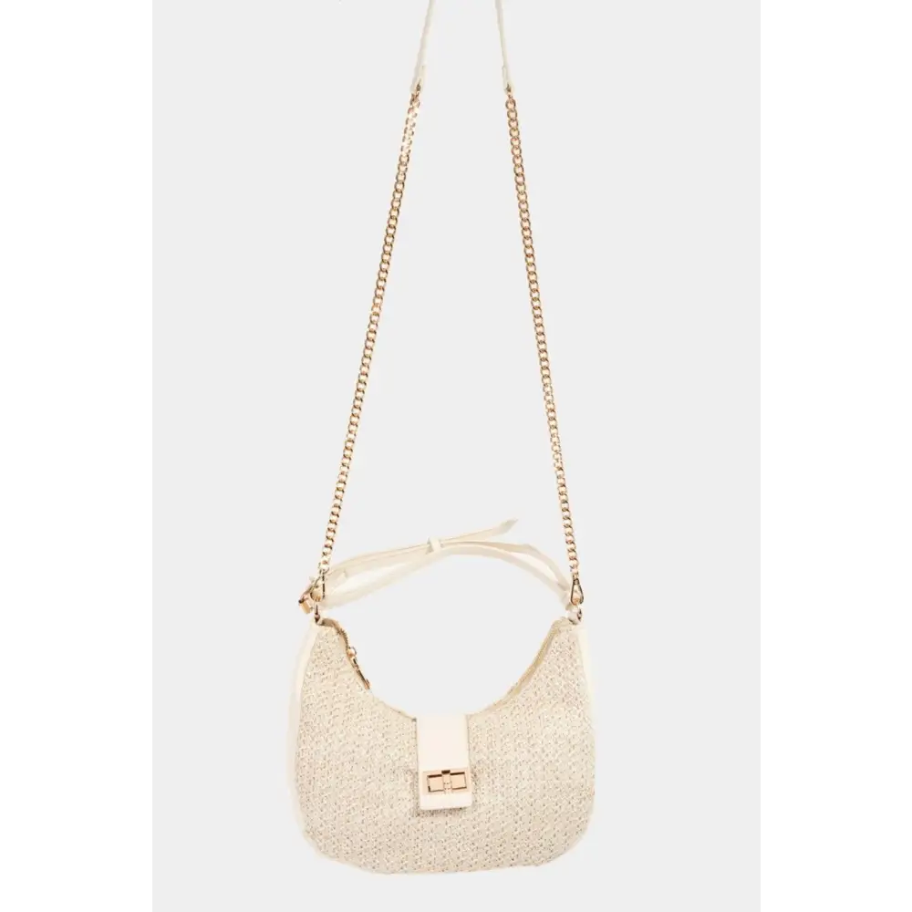 Chic Fame Straw Braid Hobo Bag