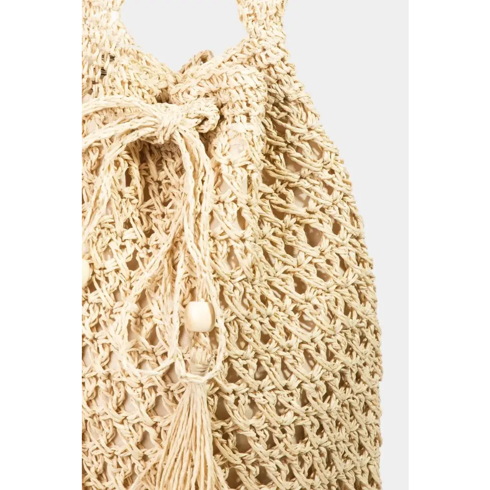 Vibrant Fame Straw Braided Drawstring Tote