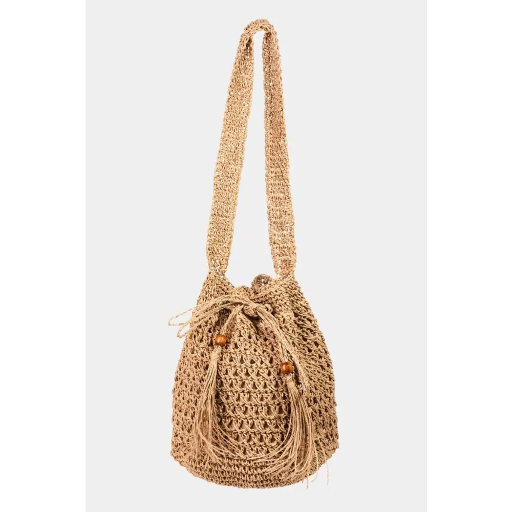 Vibrant Fame Straw Braided Drawstring Tote