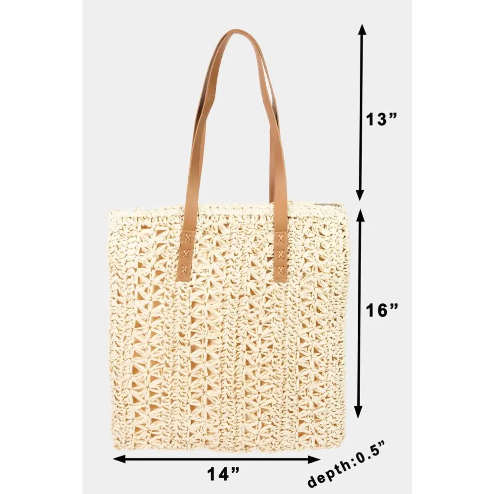 Chic Fame Straw Braided Tote Bag for Summer Adventures