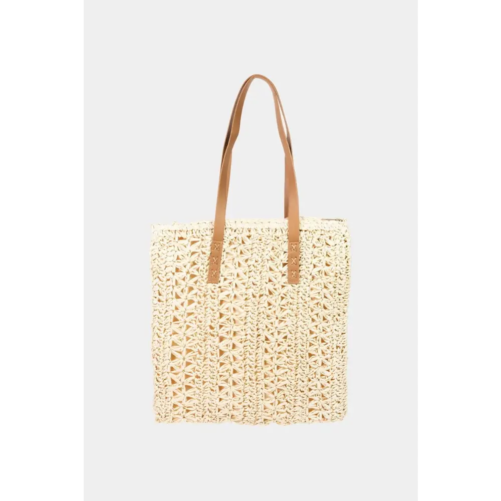 Chic Fame Straw Braided Tote Bag for Summer Adventures