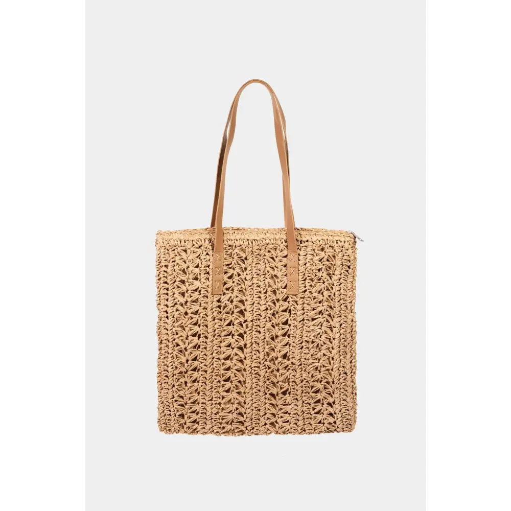 Chic Fame Straw Braided Tote Bag for Summer Adventures