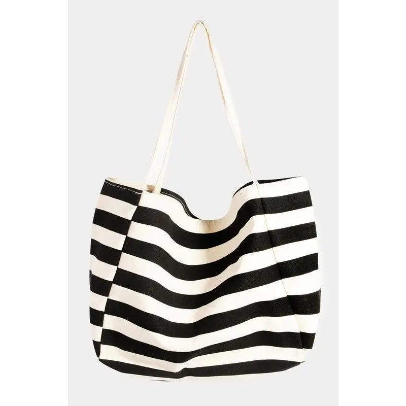 Bold Stripes Elevate Fame Stripe Contrast Tote Bag