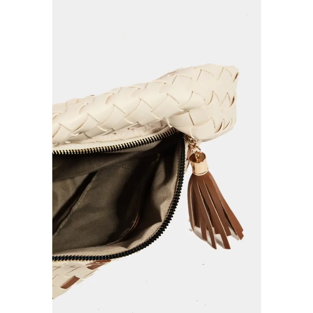 Fame Tassel Semi Circle Bag Woven Chic for Summer Adventures