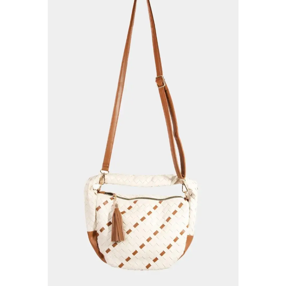 Fame Tassel Semi Circle Bag Woven Chic for Summer Adventures