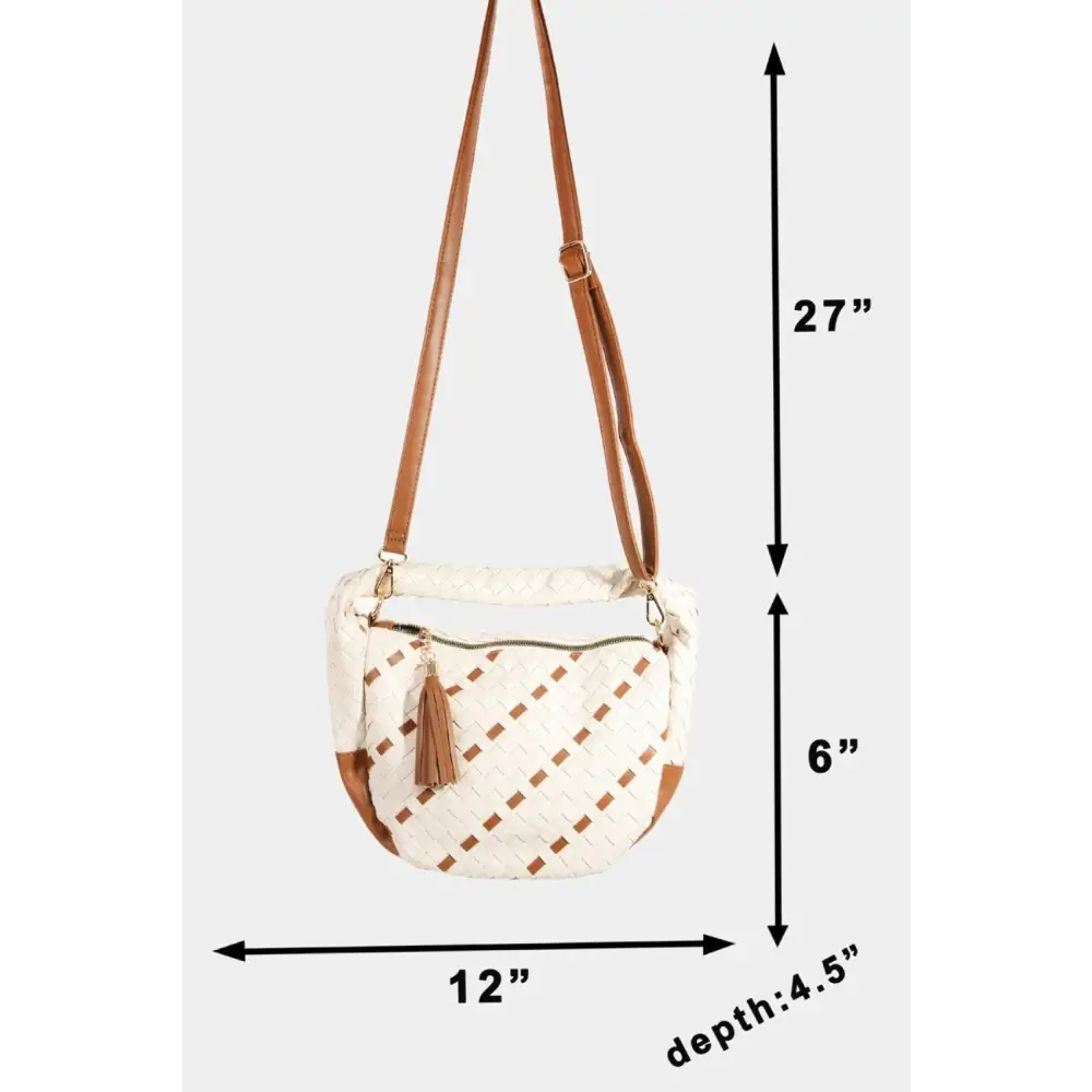 Fame Tassel Semi Circle Bag Woven Chic for Summer Adventures