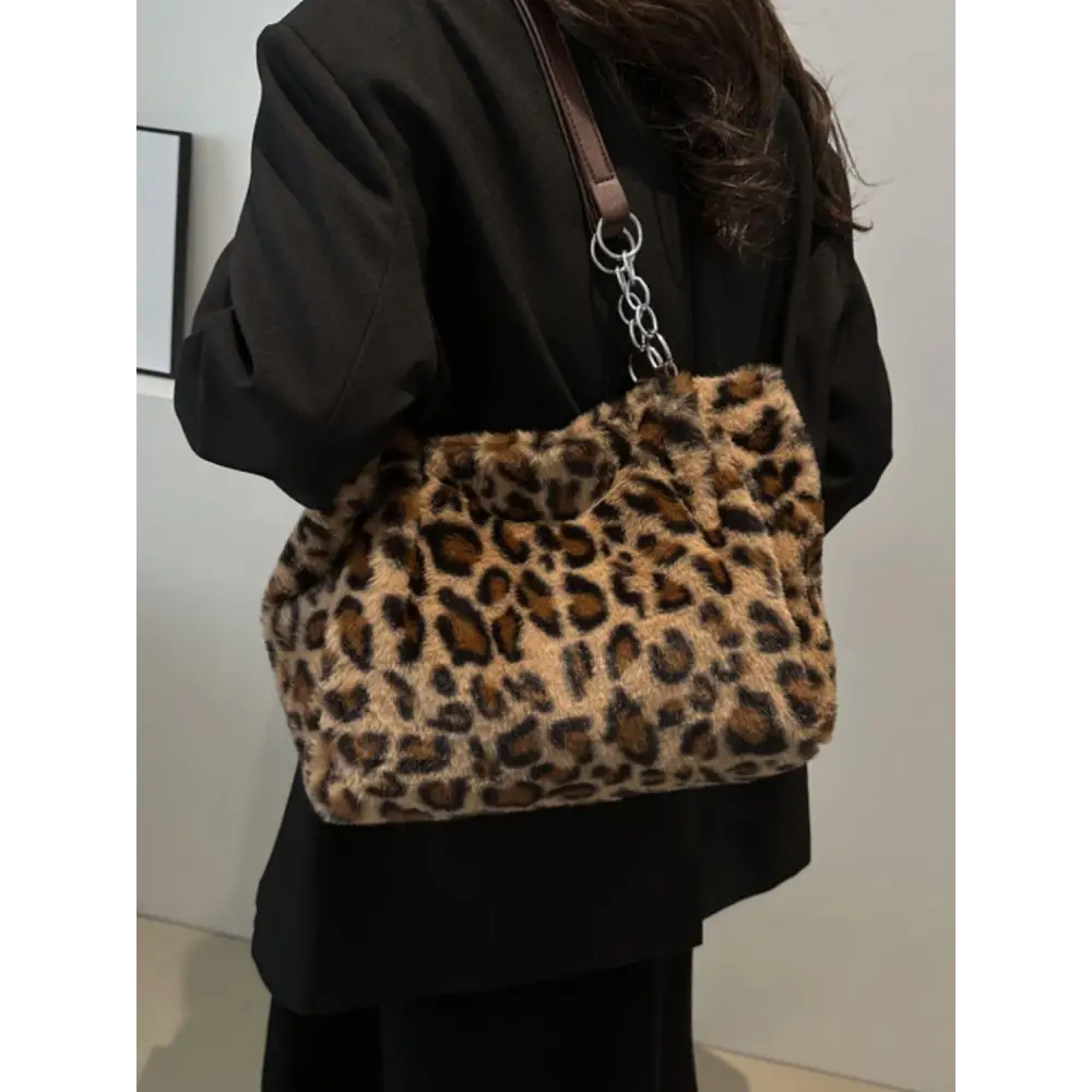 Faux Fur Leopard Shoulder Bag for Trendsetting Style