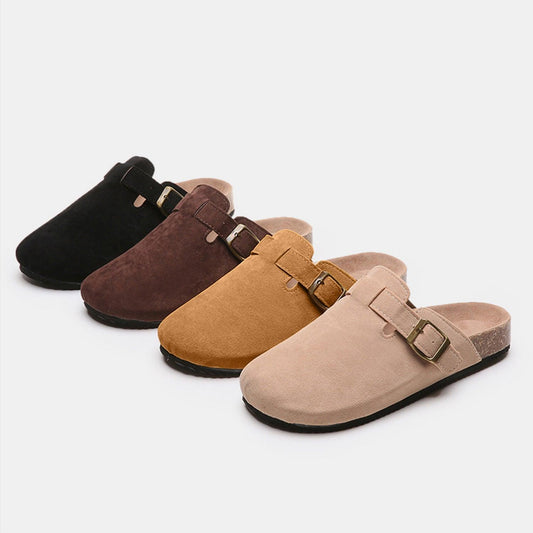 Suede Closed Toe Buckle Slide - CM