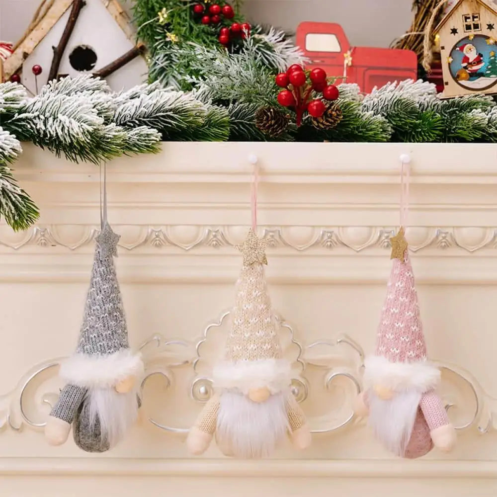 Festive 2-Piece Faceless Gnome Hanging Ornament Set for Christmas Joy