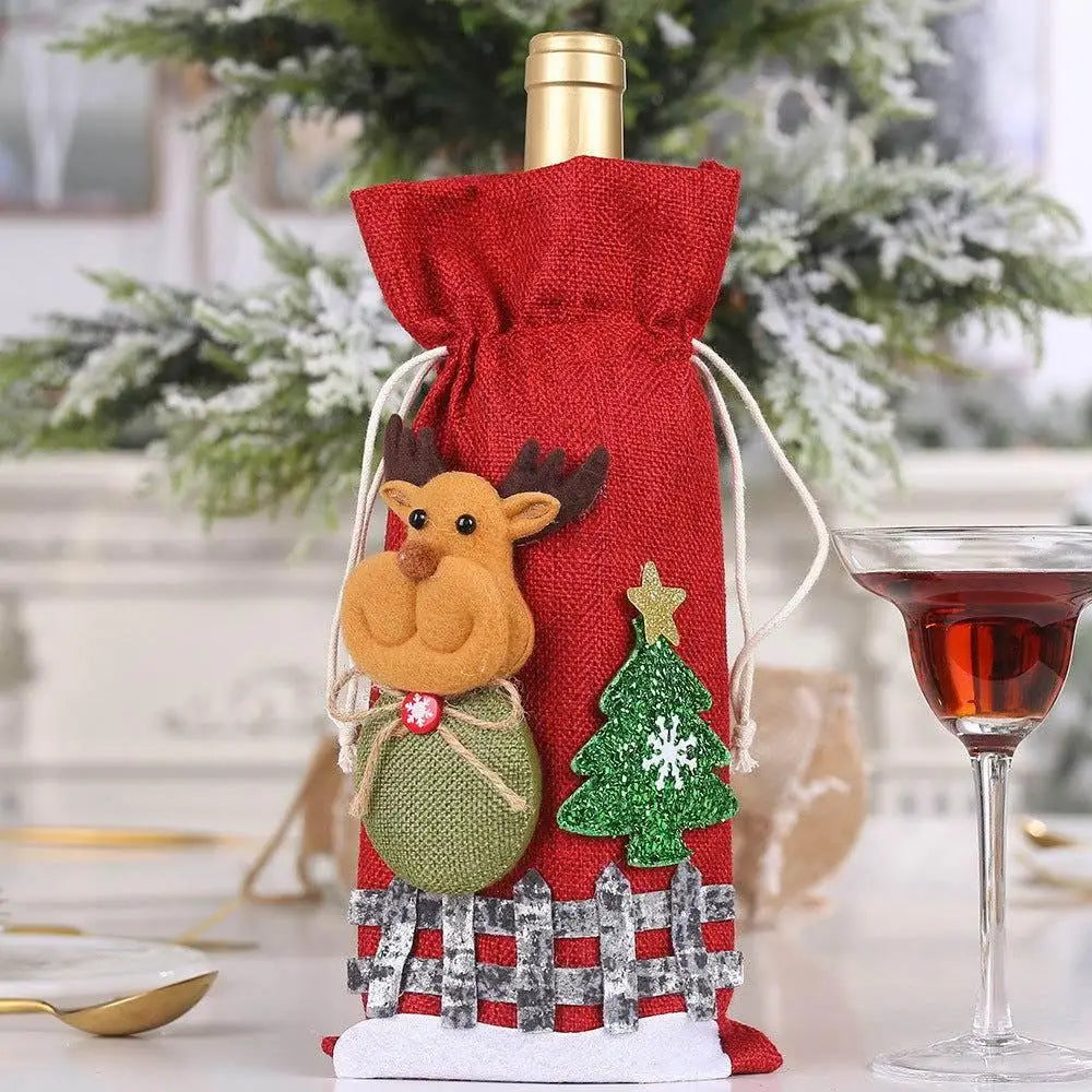 Festive Assorted 2-Piece Christmas Doll Wine Bottle Gift Bags