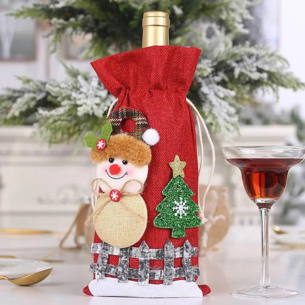 Festive Assorted 2-Piece Christmas Doll Wine Bottle Gift Bags