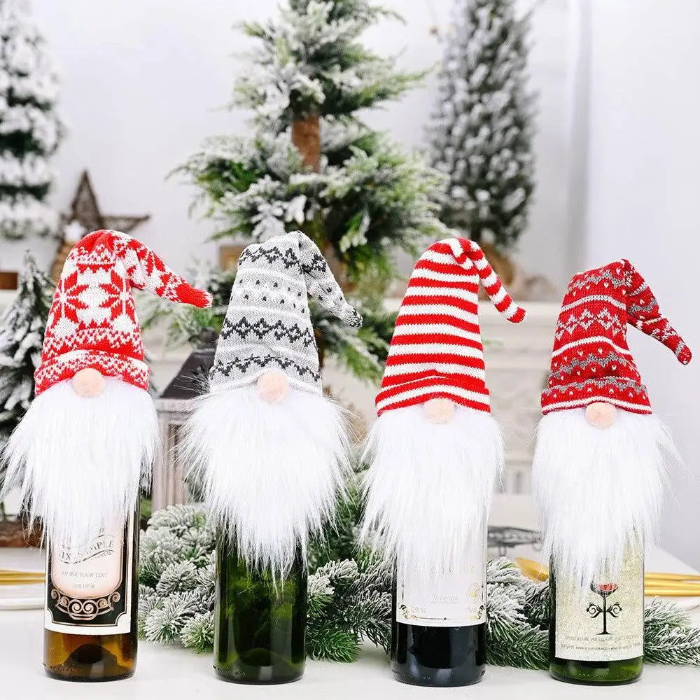 Festive Assorted 2-Piece Wine Bottle Covers for Holiday Cheer