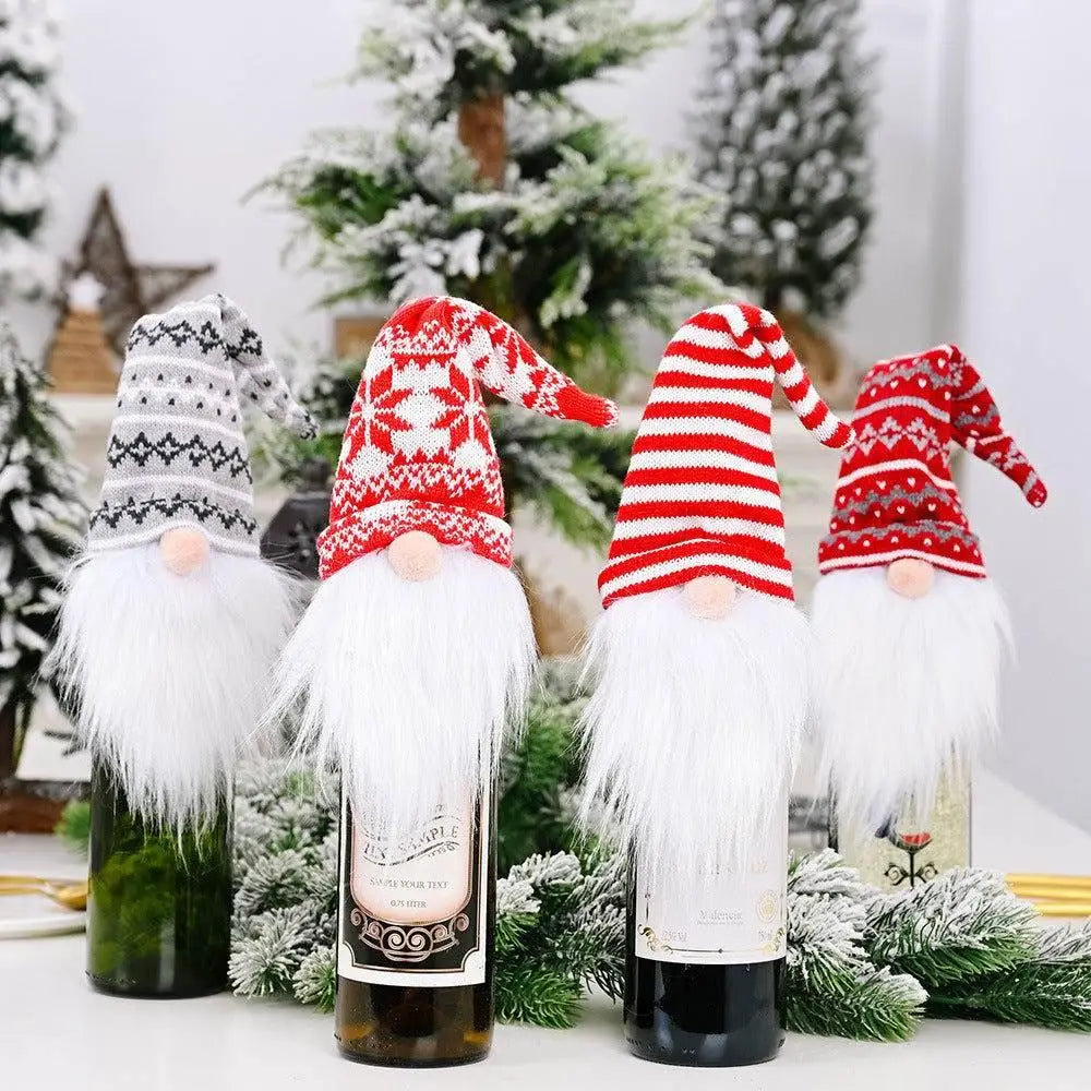 Festive Assorted 2-Piece Wine Bottle Covers for Holiday Cheer