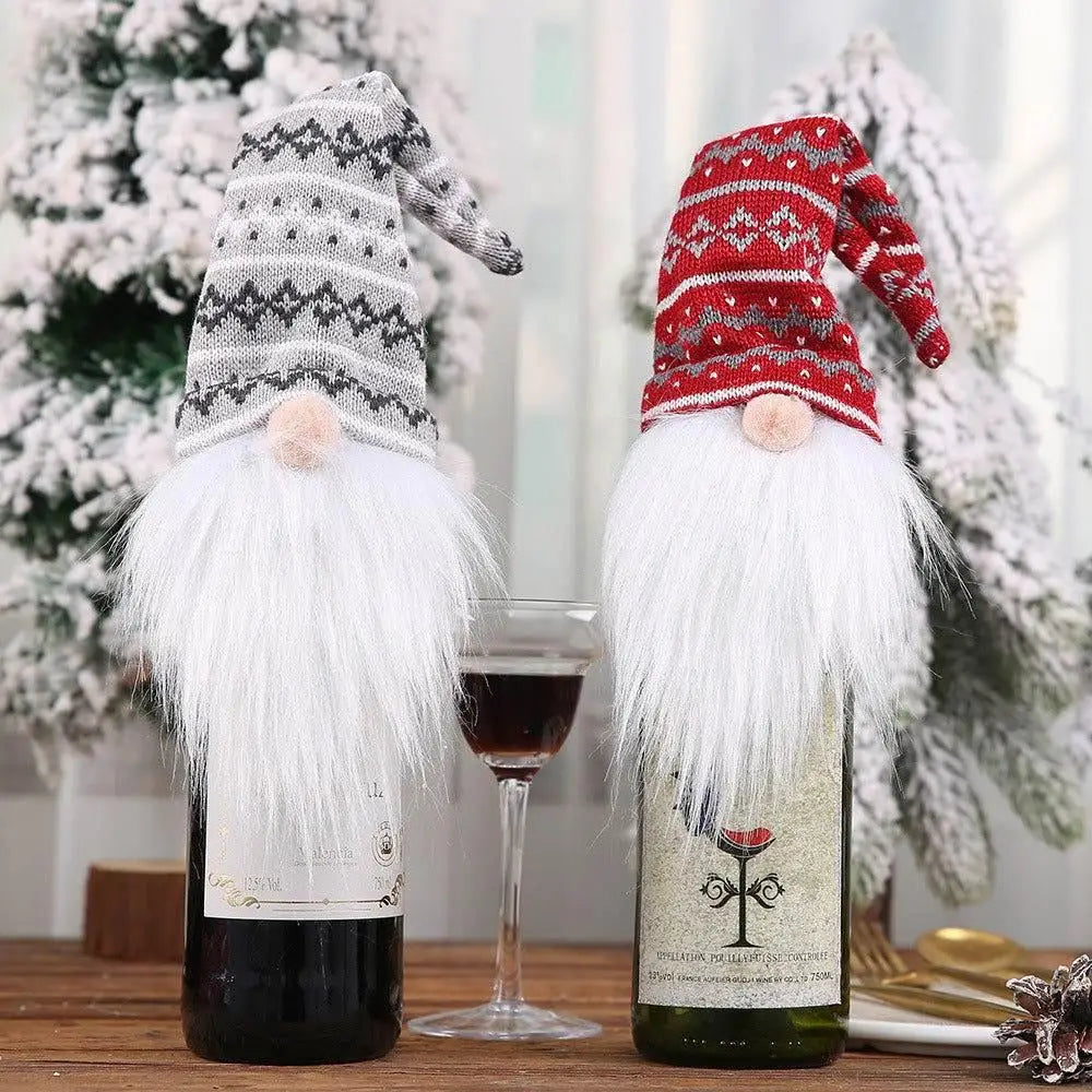 Festive Assorted 2-Piece Wine Bottle Covers for Holiday Cheer