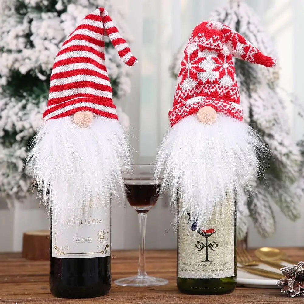 Festive Assorted 2-Piece Wine Bottle Covers for Holiday Cheer