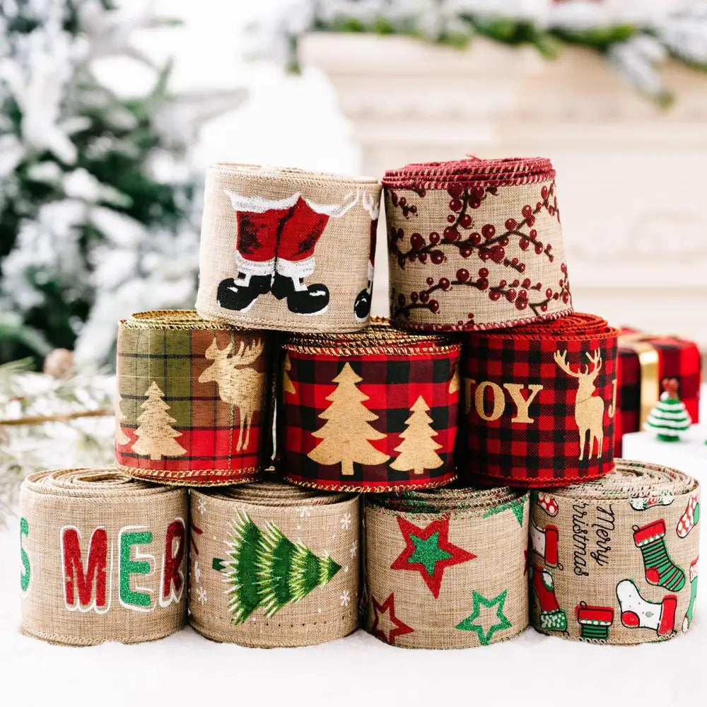 Festive Christmas Polyester Ribbon Rolls for Unique Holiday Gifts