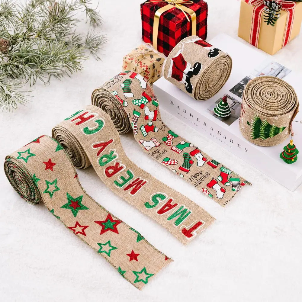 Festive Christmas Polyester Ribbon Rolls for Unique Holiday Gifts