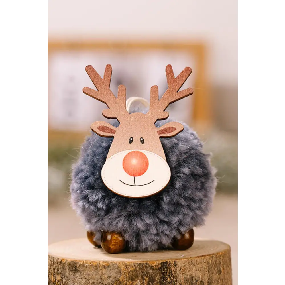 Festive Christmas Sherpa Reindeer Hanging Pompom Ornaments