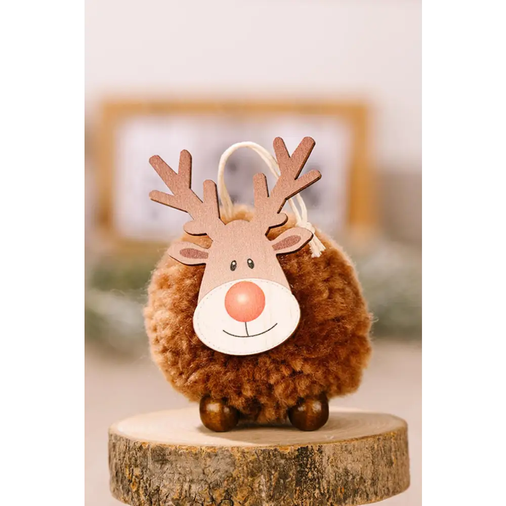 Festive Christmas Sherpa Reindeer Hanging Pompom Ornaments