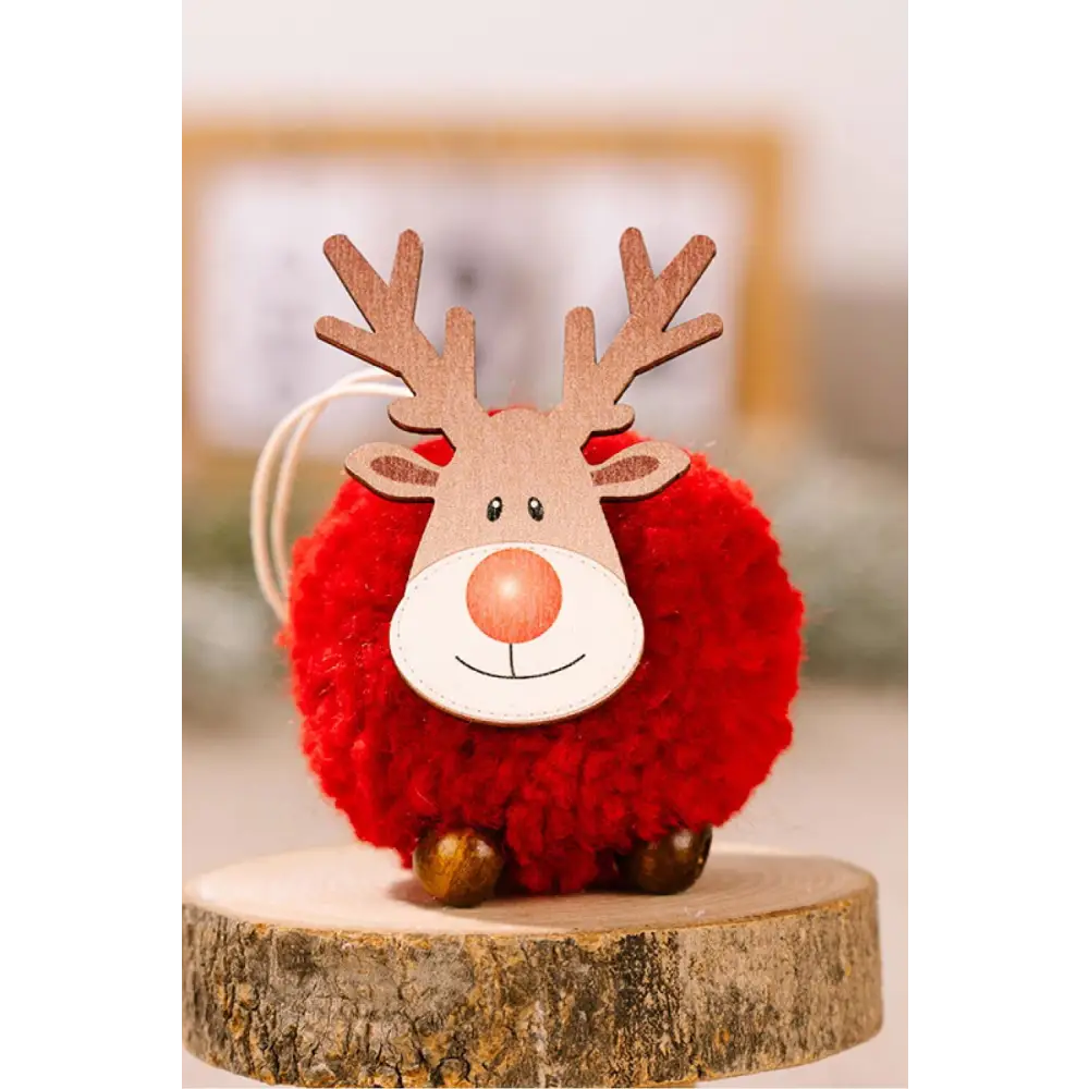 Festive Christmas Sherpa Reindeer Hanging Pompom Ornaments